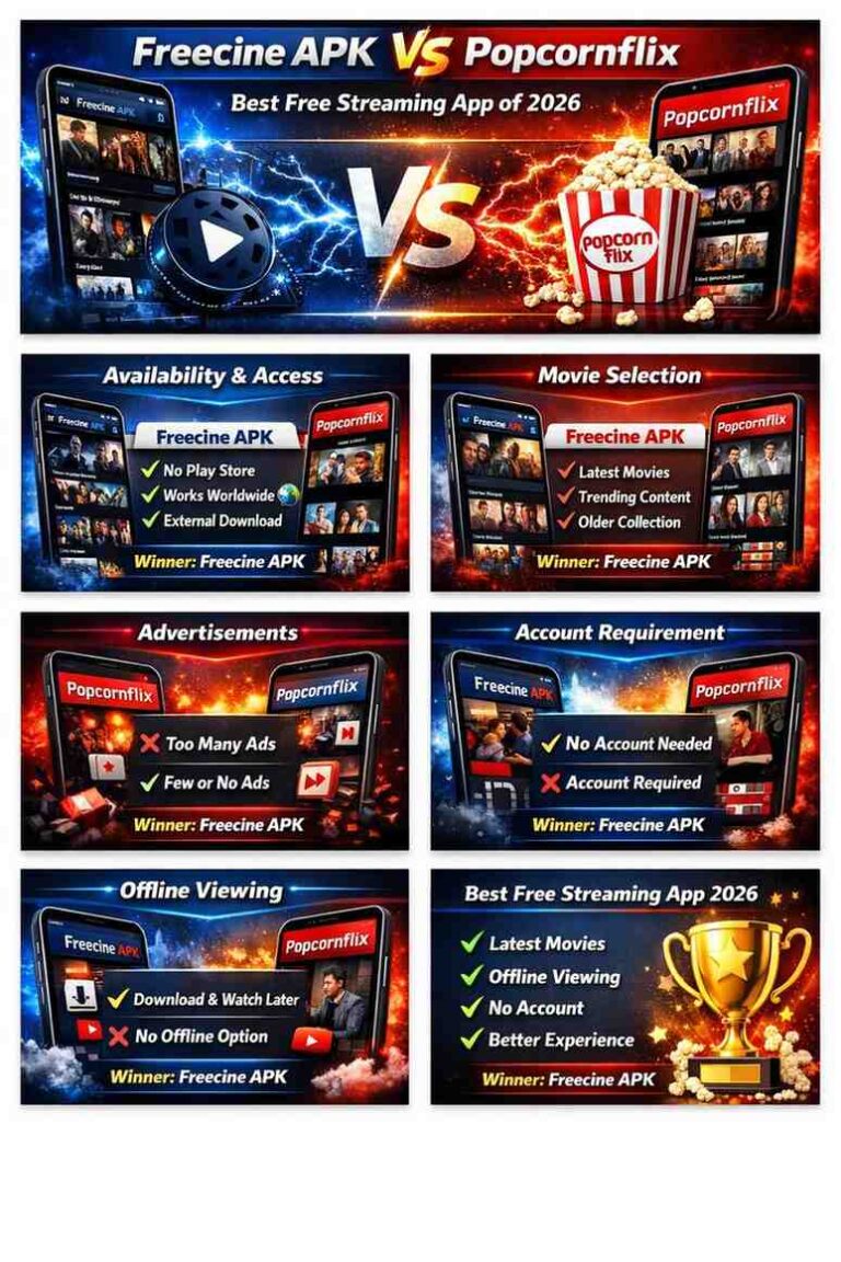 Freecine APK vs Popcornflix 3 Detail comparison of freecine vs popcornflix